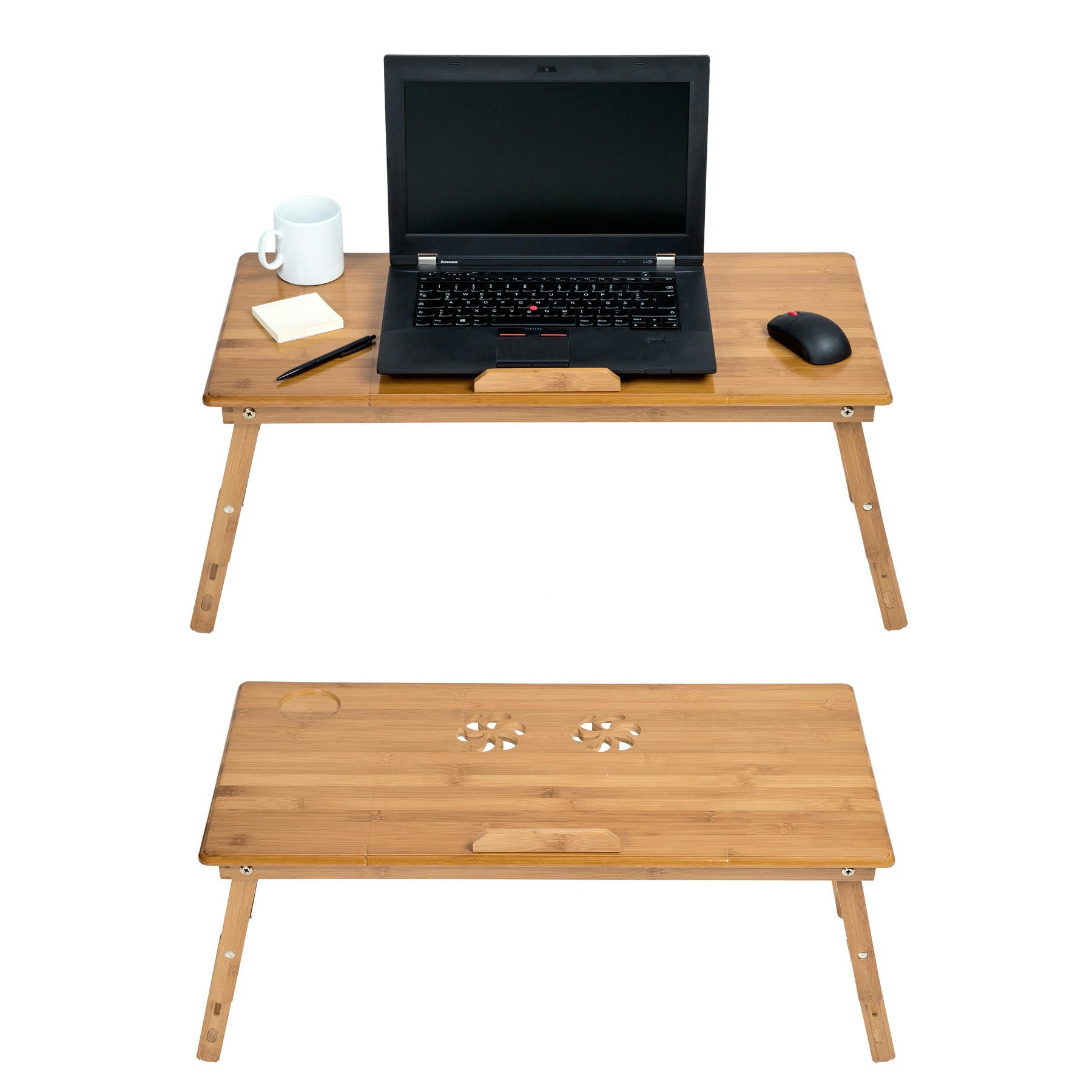 - Table de lit pour ordinateur en bambou réglable