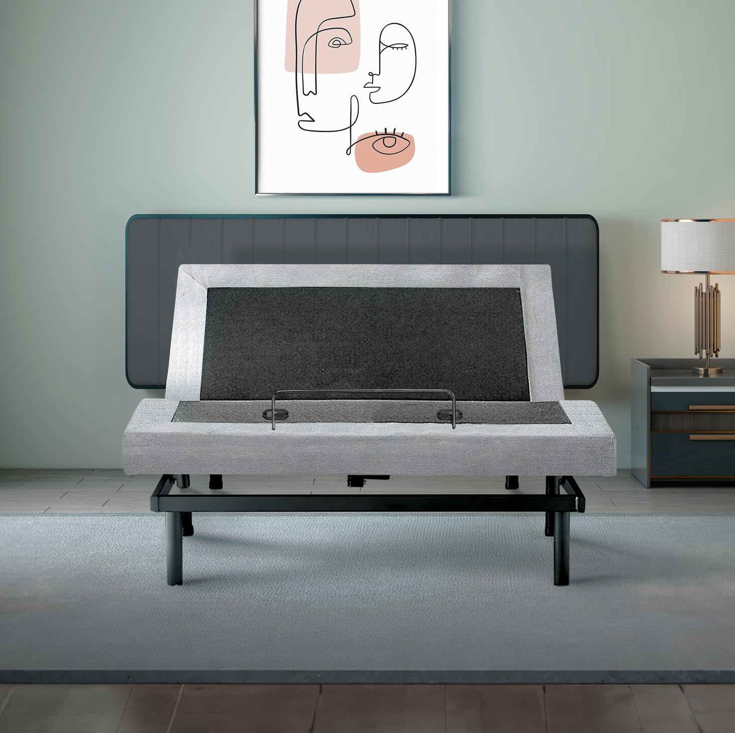 King Adjustable Base with 10 Inch Gel Memory Foam Mattress | Dual Massage | Underbed Light | Wireless Remote | USB Ports | Zero Gravity