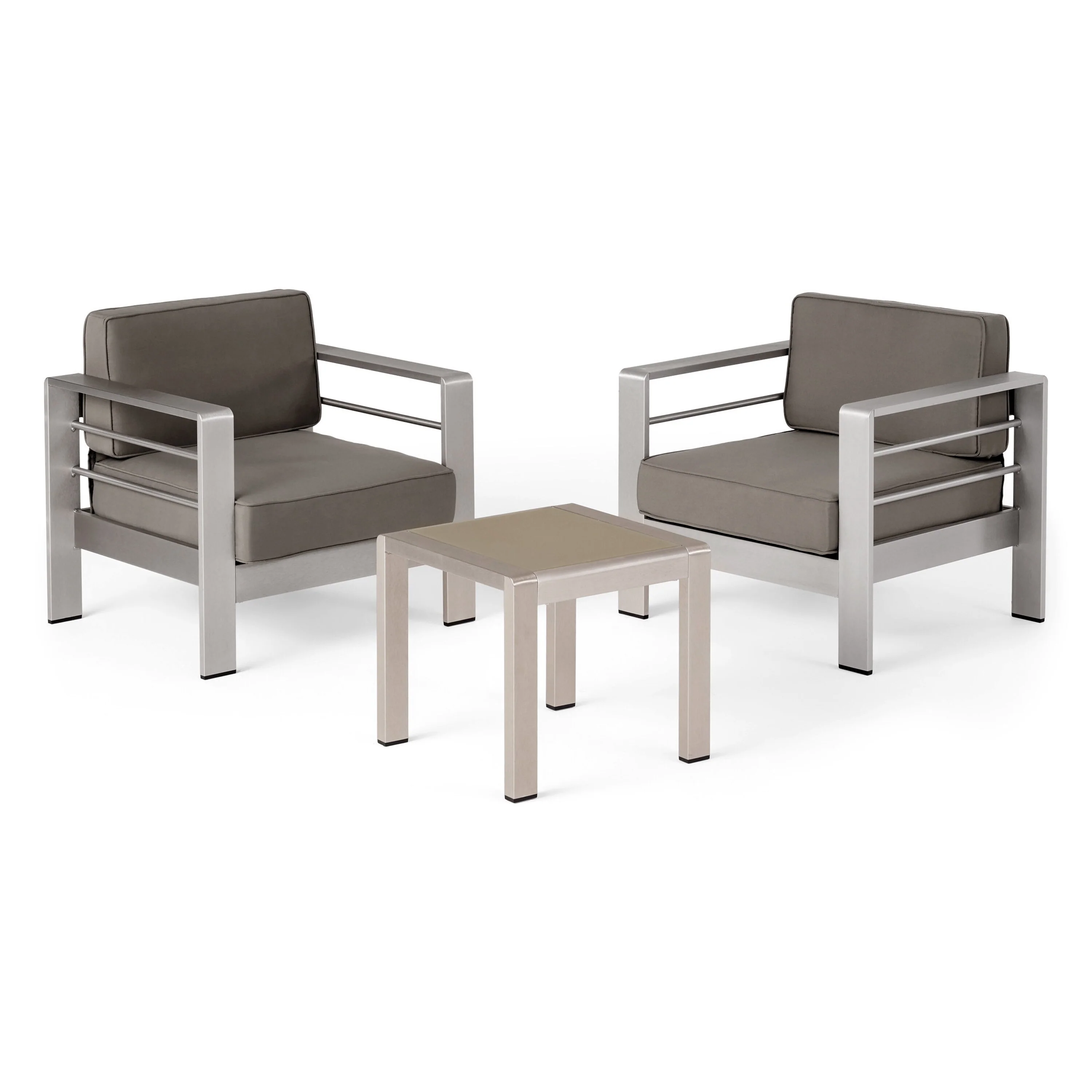Cape Coral Outdoor 2 Seater Aluminum Club Chair and Table Set by Christopher Knight Home