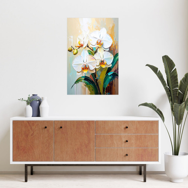 Naklejka samoprzylepna Feeby Białe Orchidee Kwiaty 20x30
