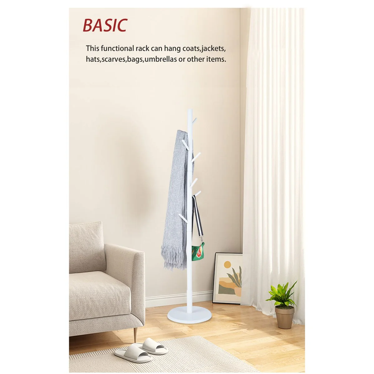 Wooden White Coat Rack