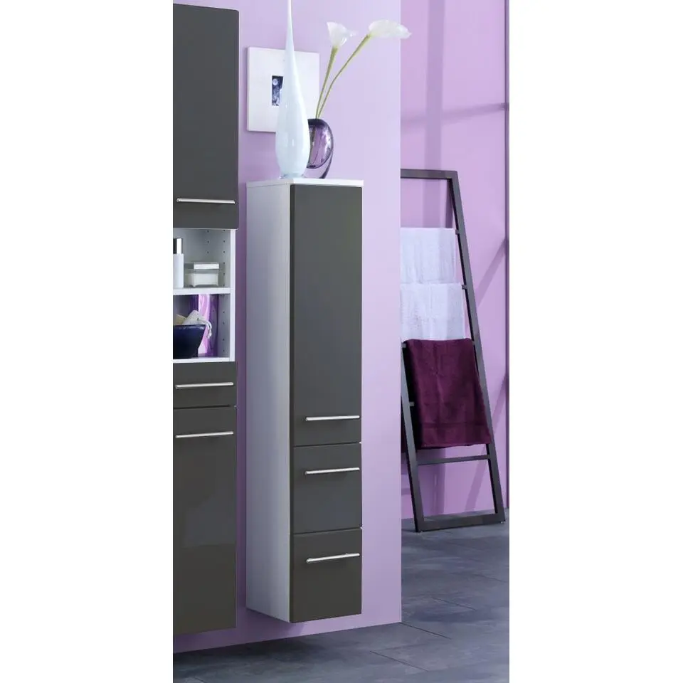 Kolomkast Small 25cm 1 deur & 2 lades - hoogglans grijs