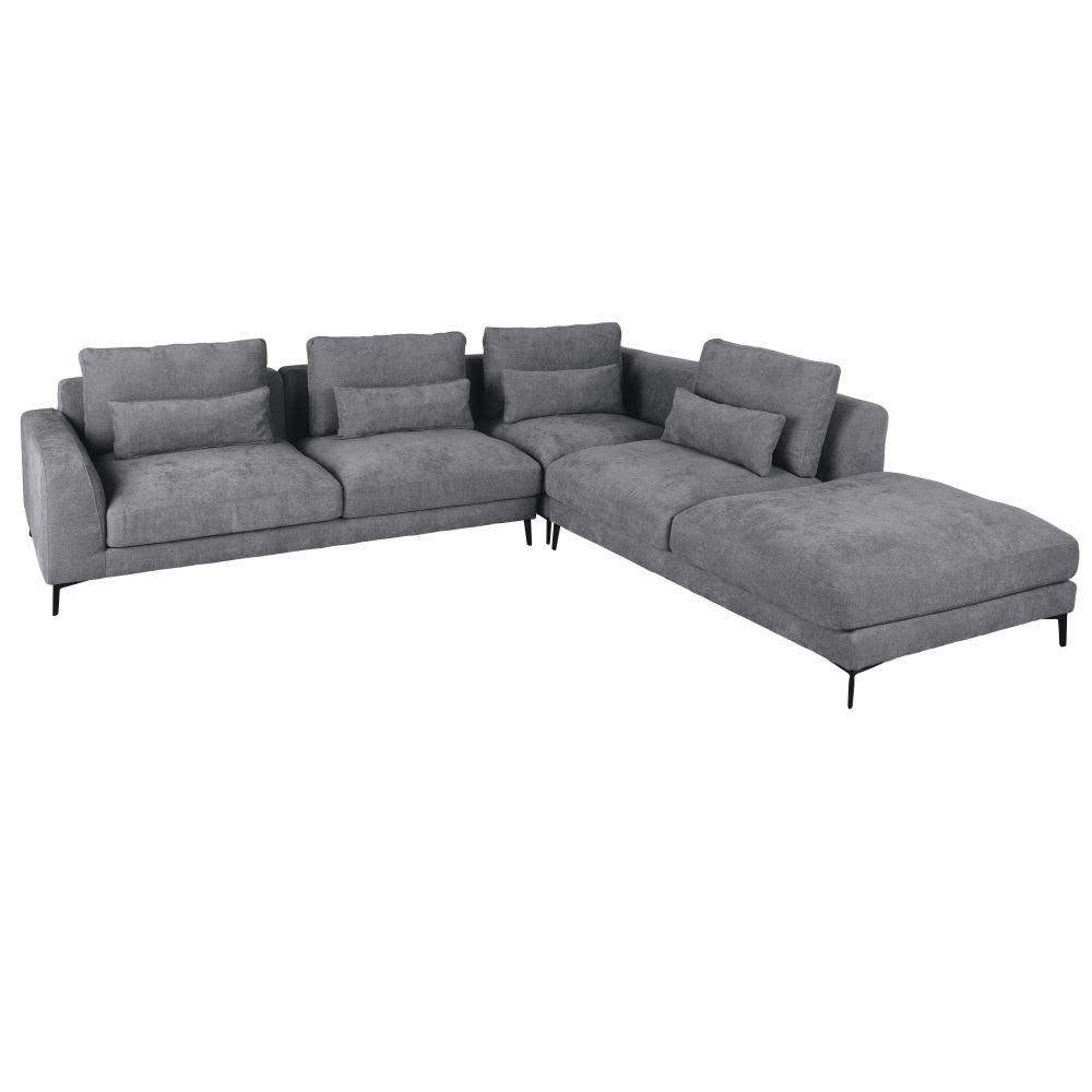 Portland - Canapé d'angle 6 places gris anthracite
