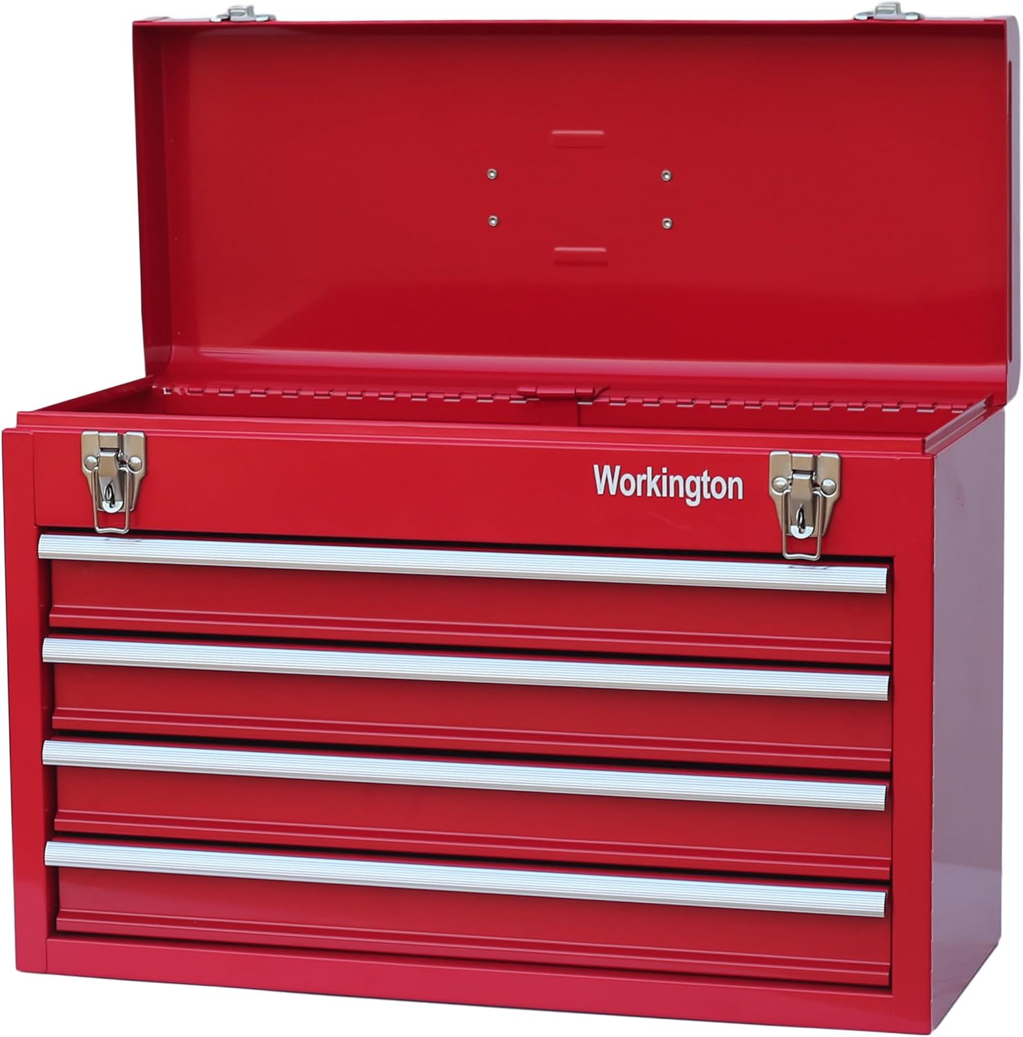 Workington Portable Metal Tool Chest with 4 Drawers, 20 4-Drawer Tool Chest Cabinet with Ball Bearing Drawer Slides, Steel Tool Storage Box Organizer 4004 Red