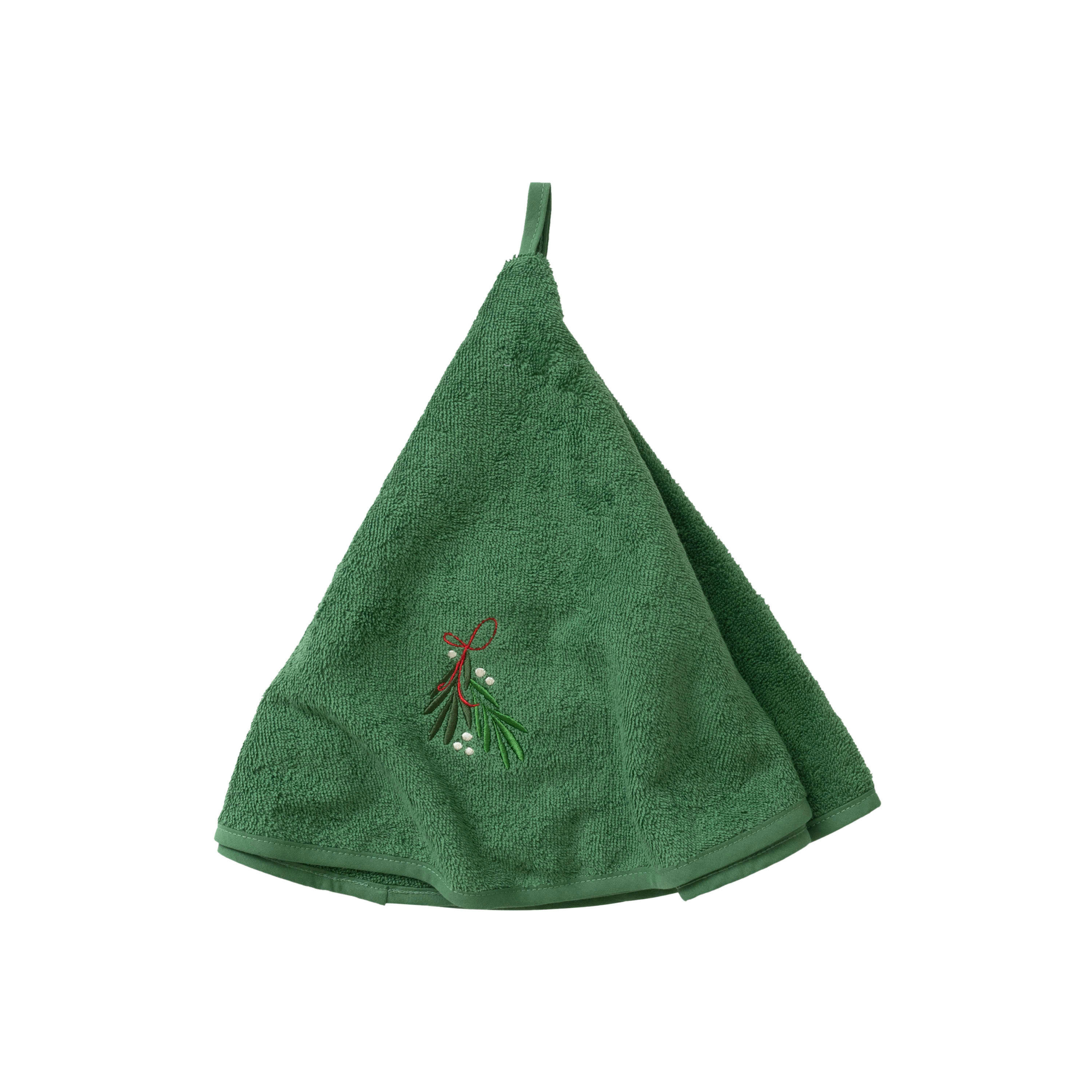 TRADITION - Essuie mains Sapin bouclette brodé vert 50 x 50 cm