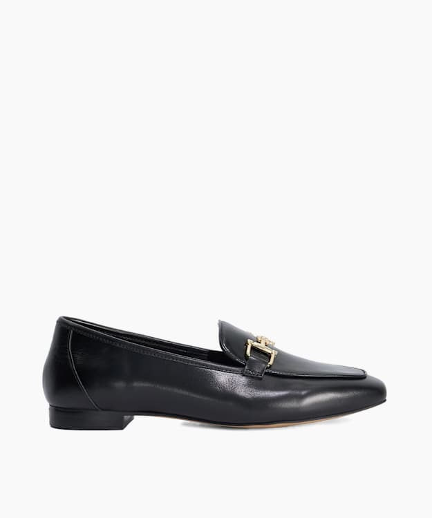 Grained Black - Leather Hardware-Detail Loafers