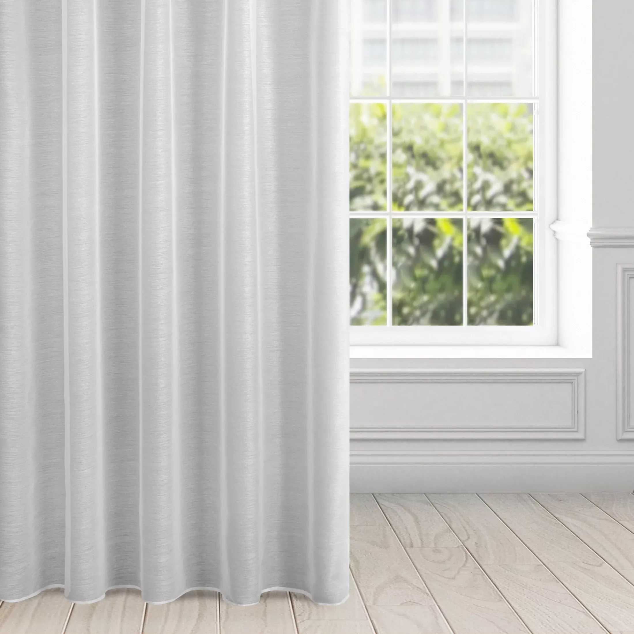 Firana biała z gładkiej etaminy z drobnym deszczykiem 140x300 cm taśma imitująca flex BELISSA