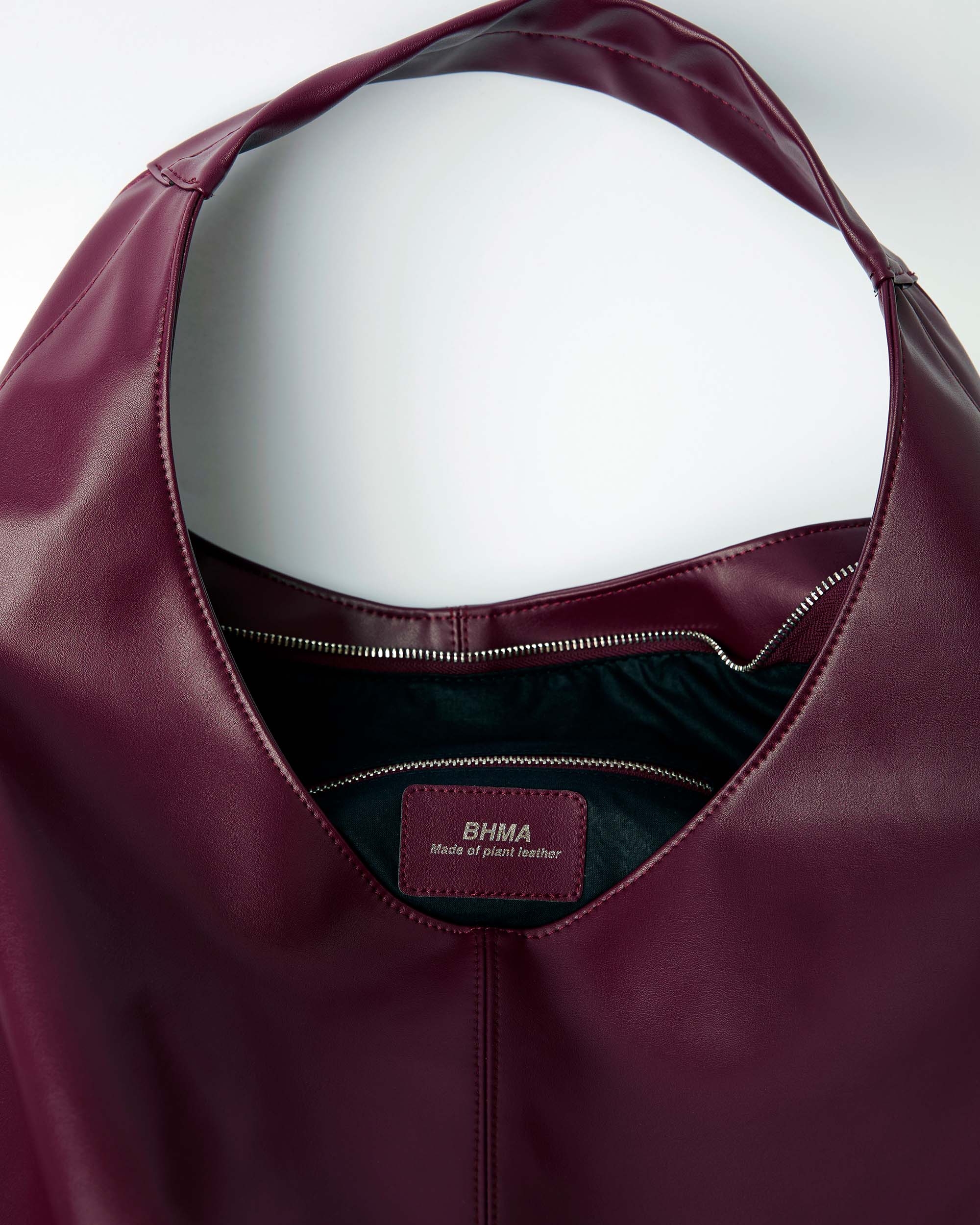 BOHEMA - Slouchy Shopper Burgund, ze skóry roślinnej, polska rodzinna marka
