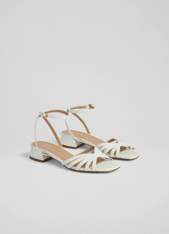 Aleah White Leather Strappy Sandals