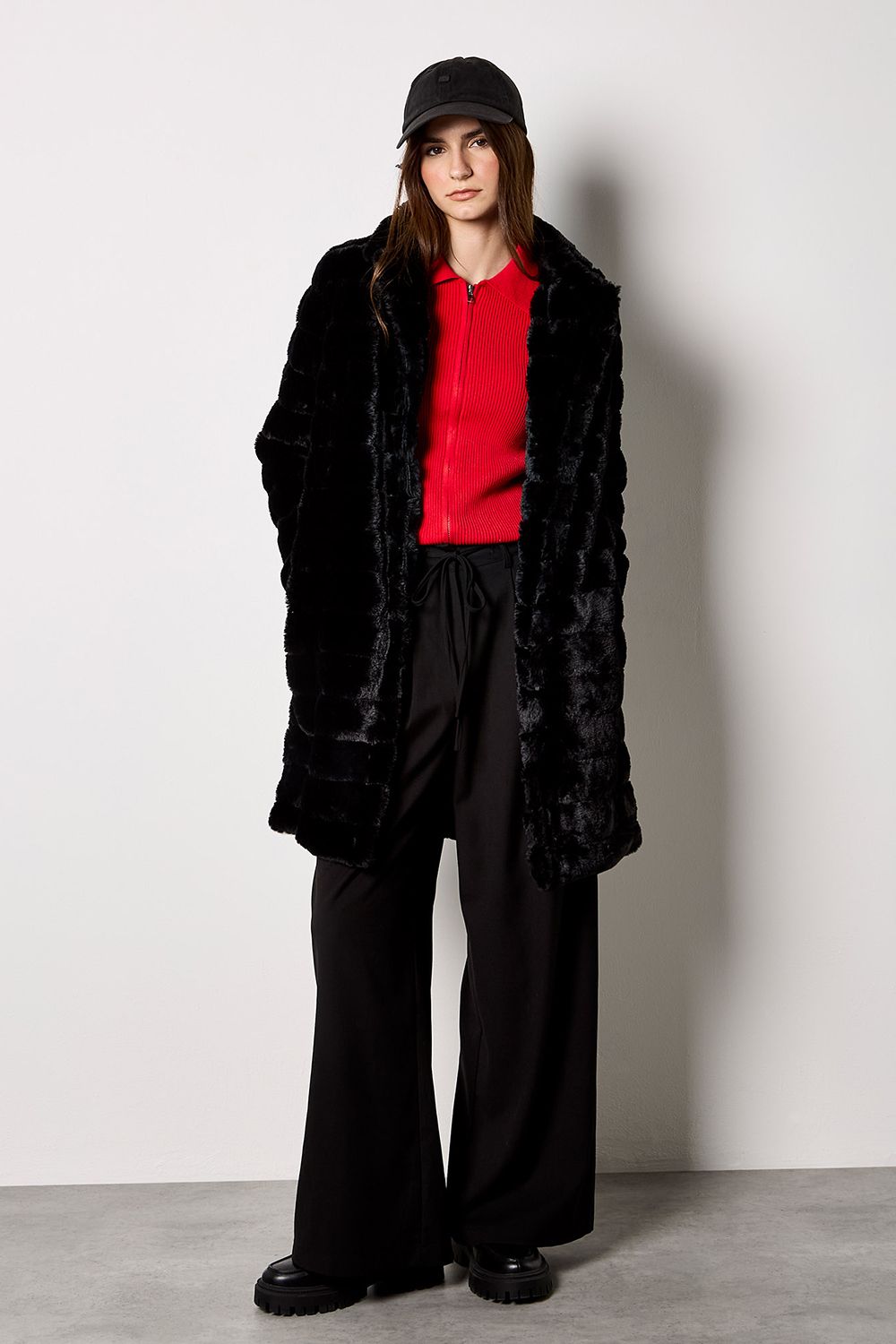 Apricot Faux Fur Panel Jacket