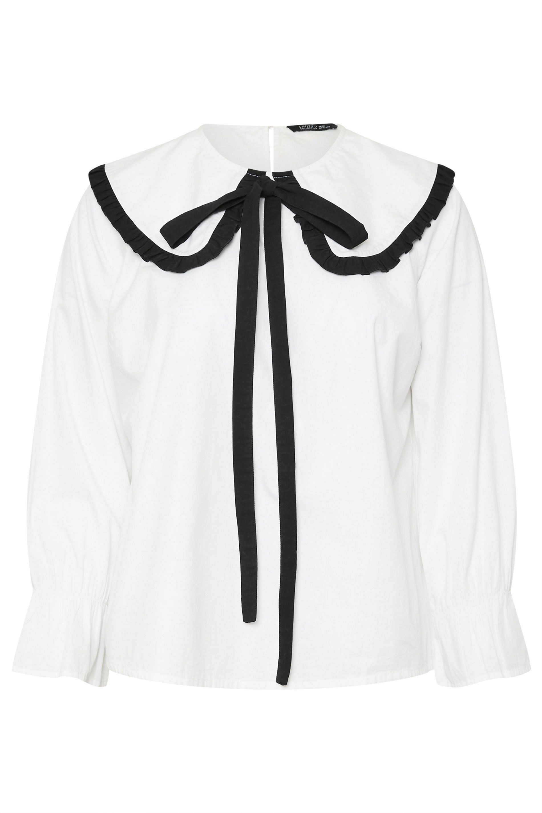 Yours Contrast Collar Bow Detail Blouse