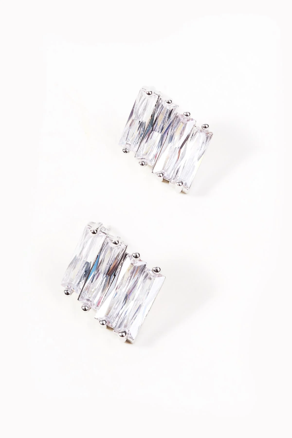 Silver Diamante Stud Earrings