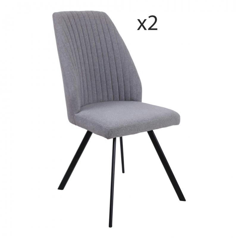 FUZO - Lot 2 chaises tissu gris