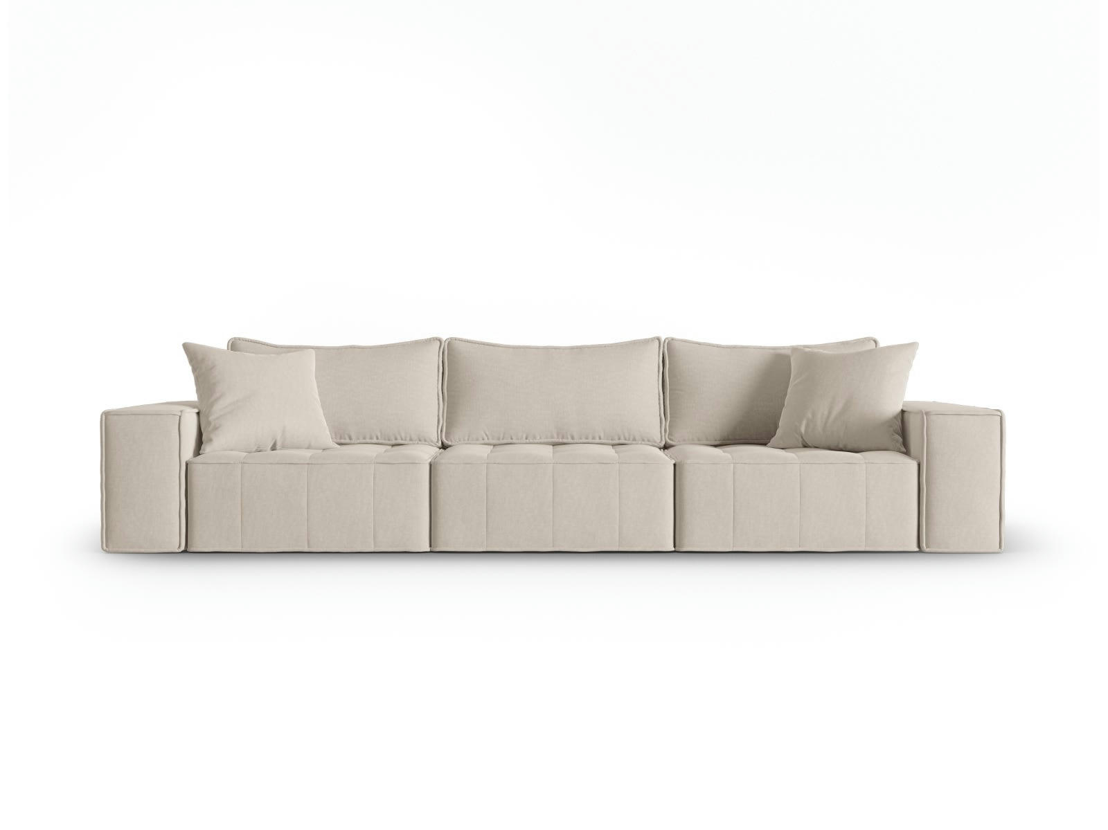 MIKE - Canapé modulable 5 places en tissu structurel beige