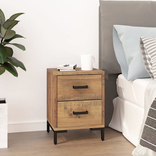 NNEVL Bedside Cabinet Brown 36x30x45 cm Solid Recycled Pinewood