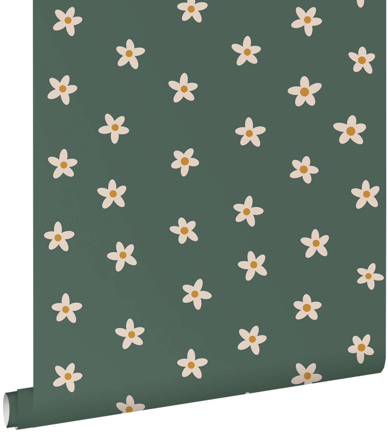 ESTAhome behang madeliefjes donkergroen - 53 cm x 10.05 m - 131116