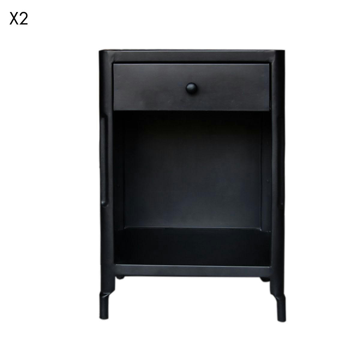 - Lot de 2 tables de chevet en métal