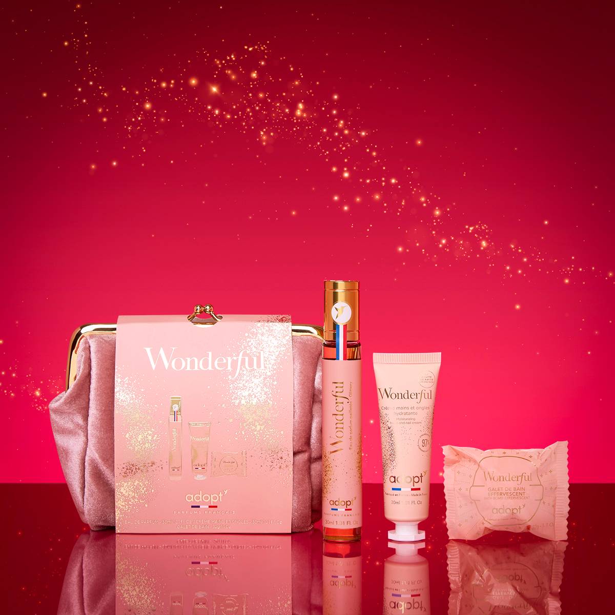 WonderfulTrousse eau de parfum 30 ml   crème main 30 ml   galet de bain 32g