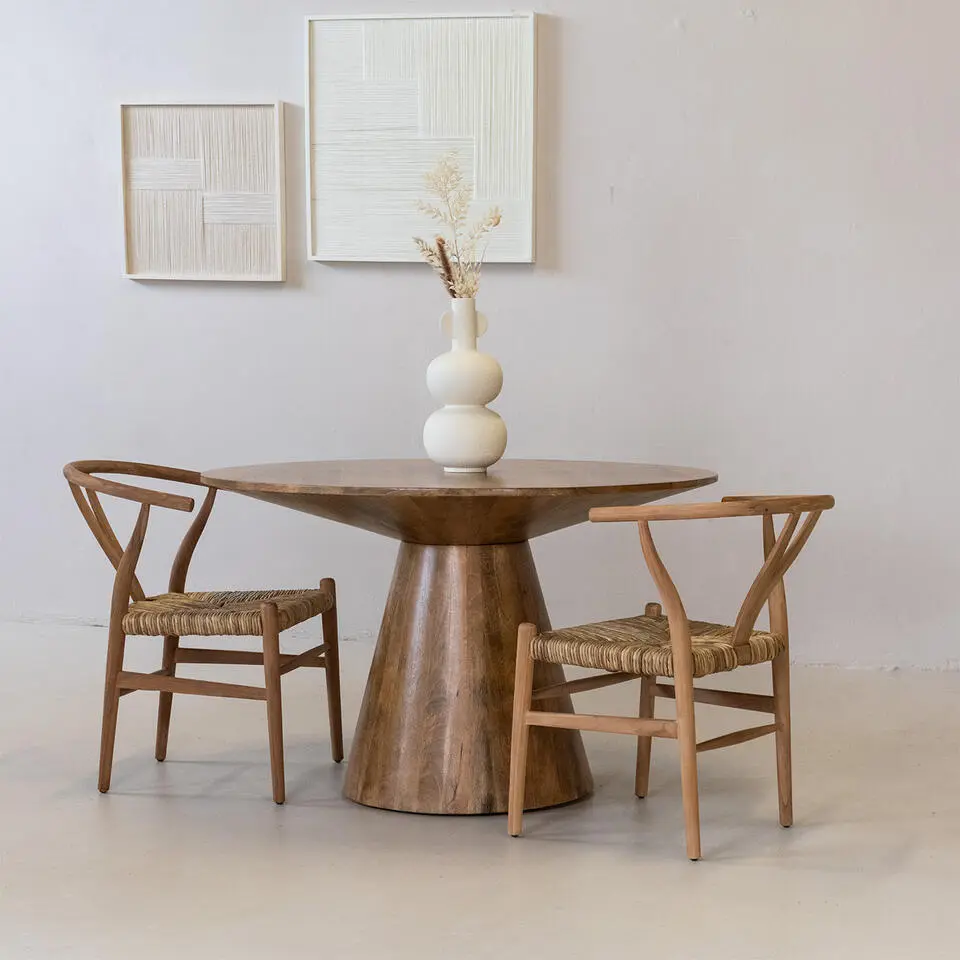 Eettafel Rond 120cm - Naturel Mangohout - 2-4 Personen - Sep