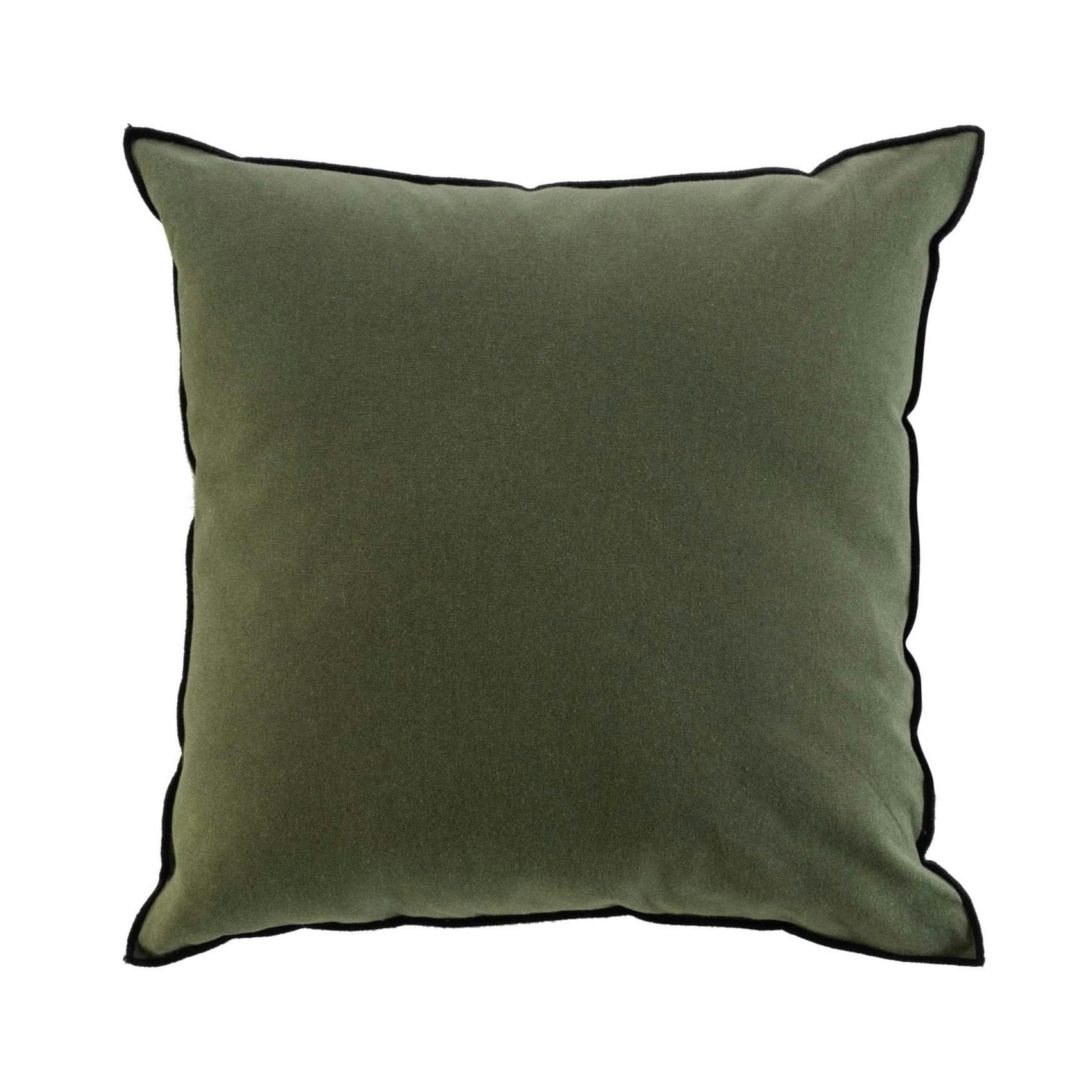 - Coussin avec surjet en coton recyclé vert olive 50x50 cm