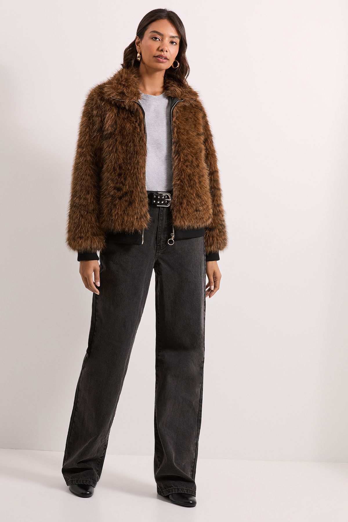Dorothy Perkins Tiger Faux Fur Bomber Jacket