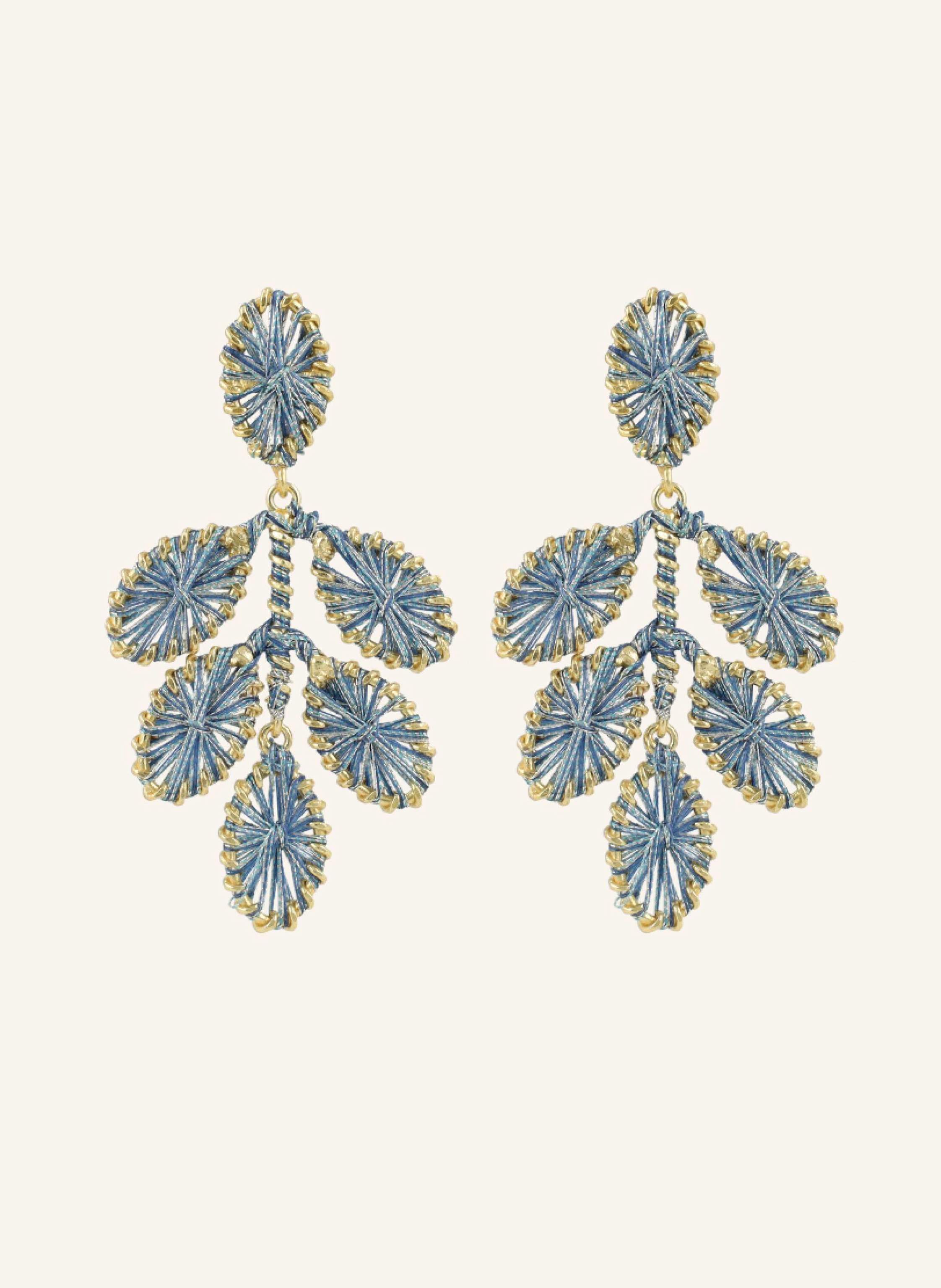 LOTT.gioielli Ohrhänger BEATRICE FLOWER LEAFS EARRING M TEAL BLUE by GLAMBOU