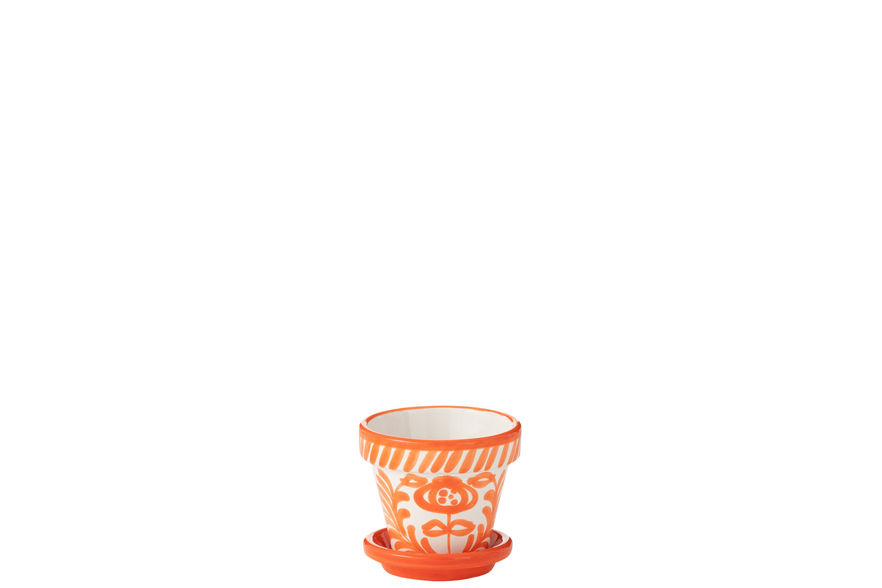 J-Line bloempot Granada Handmade   Painted - keramiek - oranje - extra small - Ø 17 cm