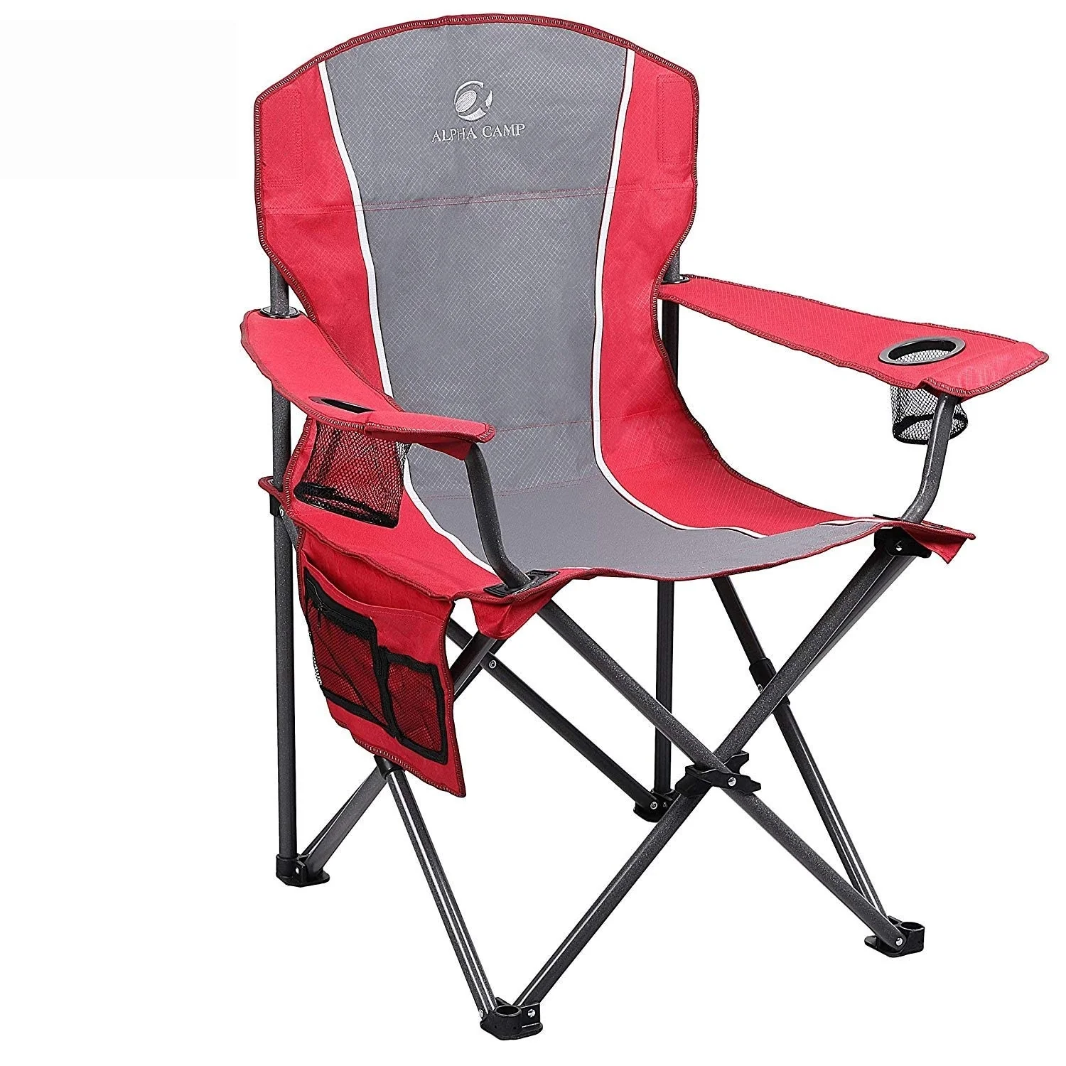 Oversized Camping Folding Chair Padded Arm Chair with Cup Holder