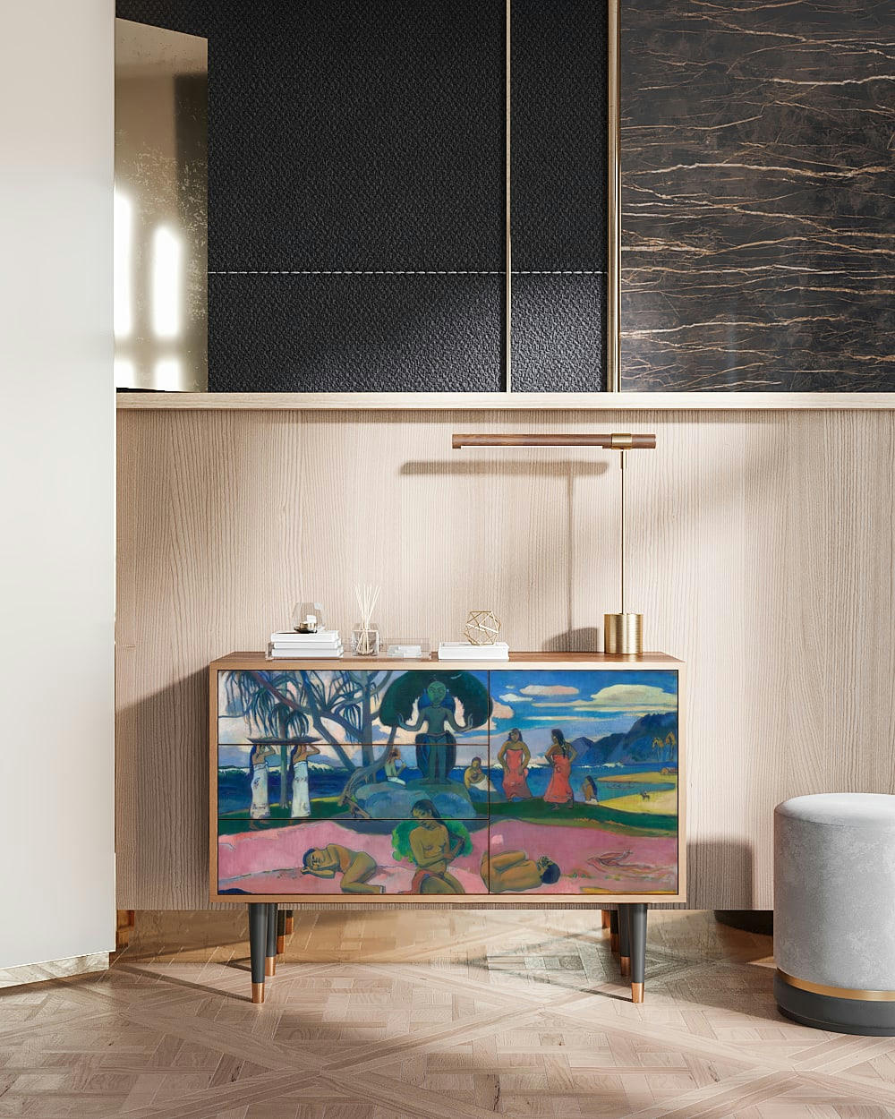 DAY OF THE GOD BY PAUL GAUGUIN - Buffet  multicolore 3 tiroirs et 1 porte L 115 cm