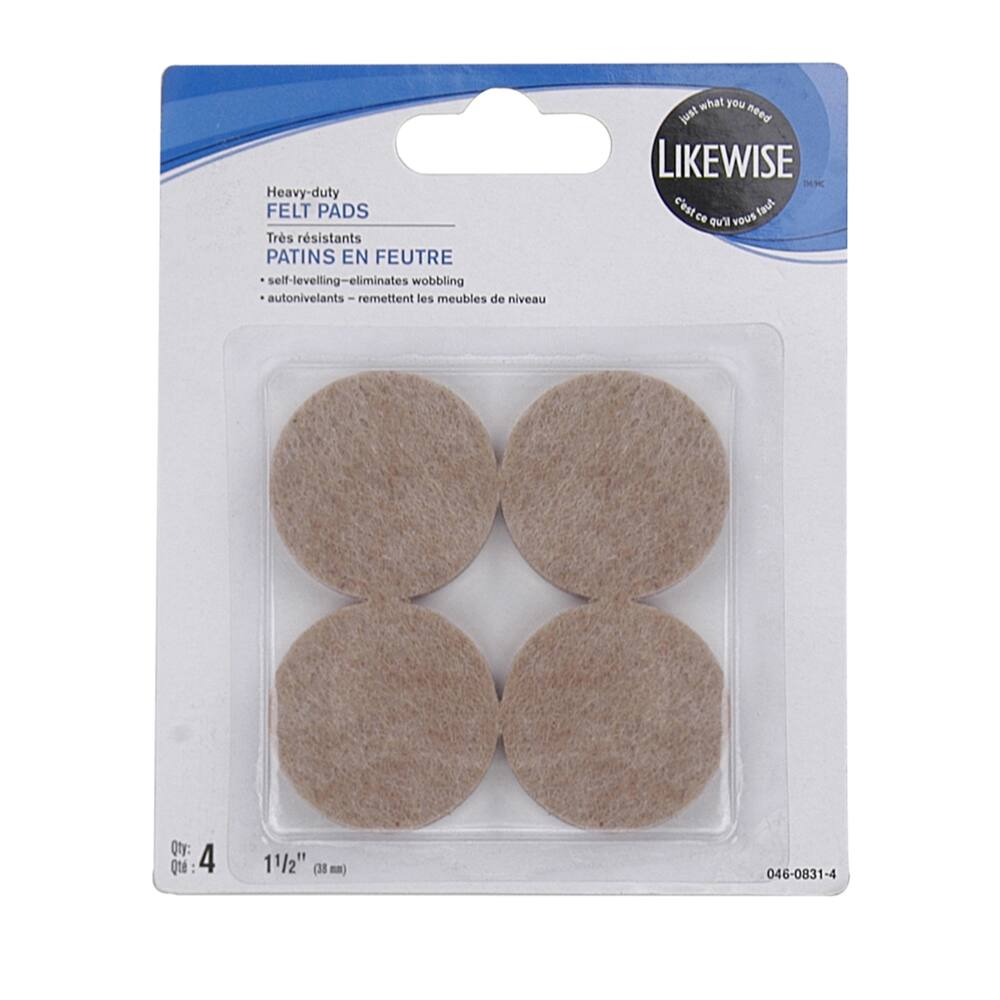 Likewise Heavy Duty Round Pads, Corrects Uneven Surface, 1-1/2-in, Beige, 4-pc