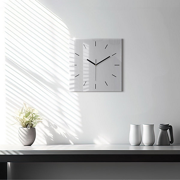 Horloge murale Wallfluent 30x30 cm Aiguilles noires Gris clair 1 pcs