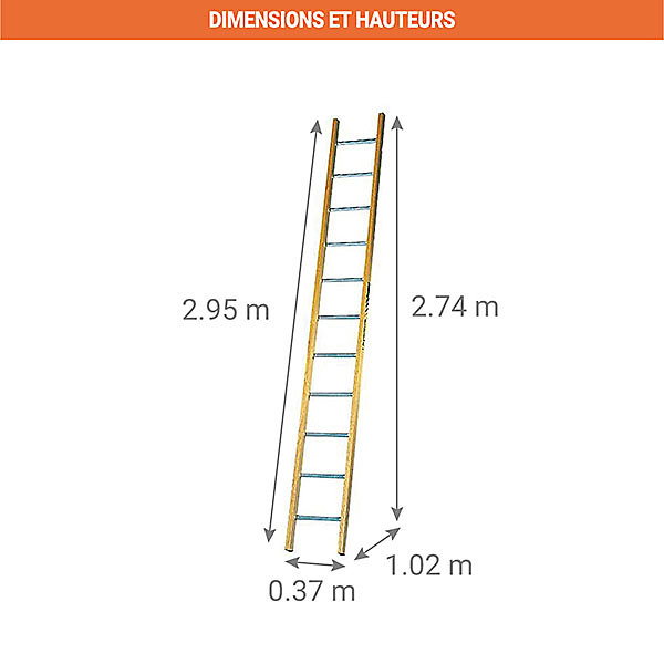 Echelle bois / alu de 3.02m de long. - MS1300
