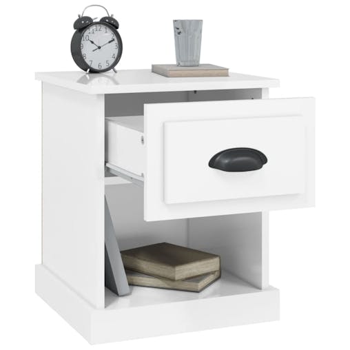 NNEVL Bedside Cabinets 2 pcs High Gloss White 39x39x47.5 cm Engineered Wood