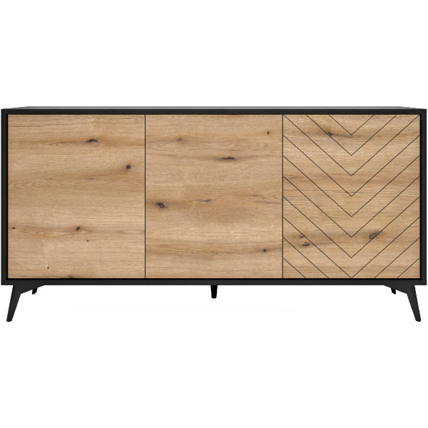 Komoda CRYSTAL 03 czarny / dąb evoke
