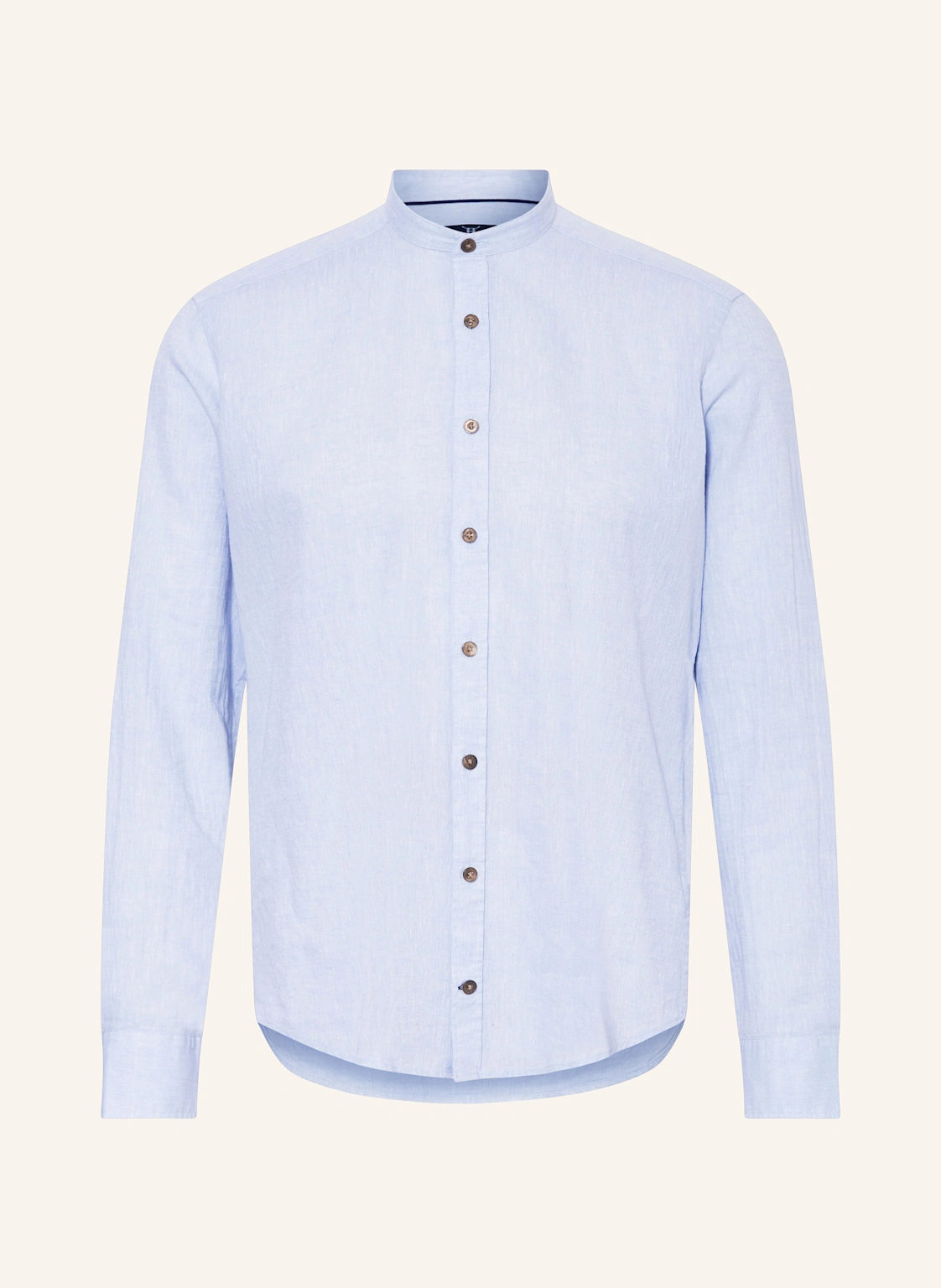 STROKESMAN'S Hemd Regular Fit mit Leinen und Stehkragen