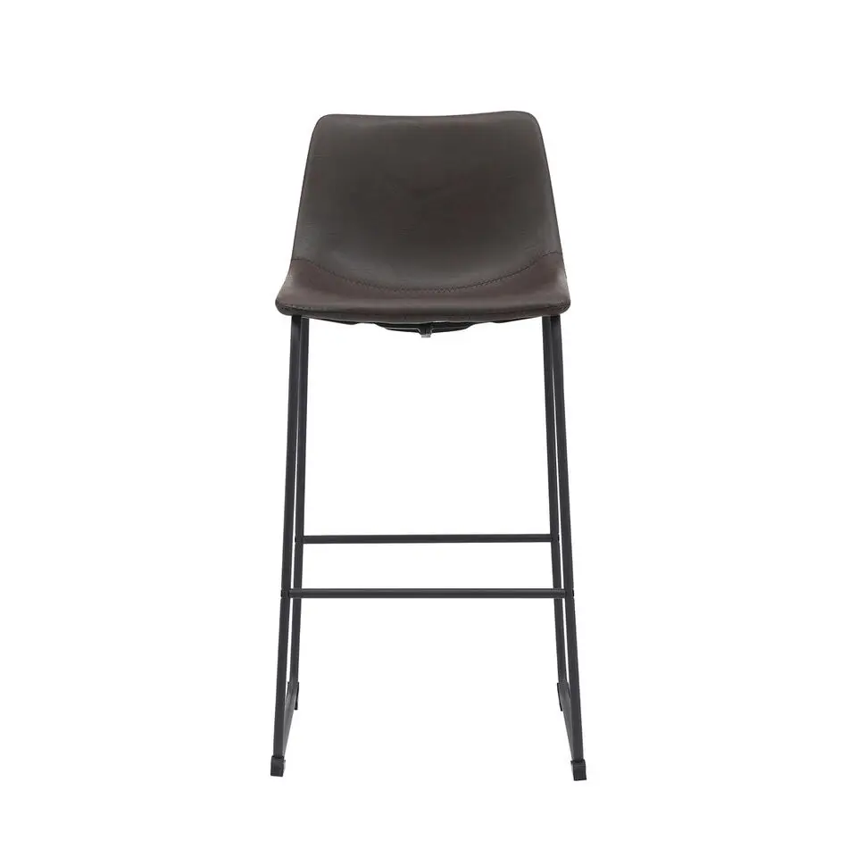 LABEL51 Barkruk Risto - Donkerbruin - PU-Leder - Zithoogte 75 - set van 2