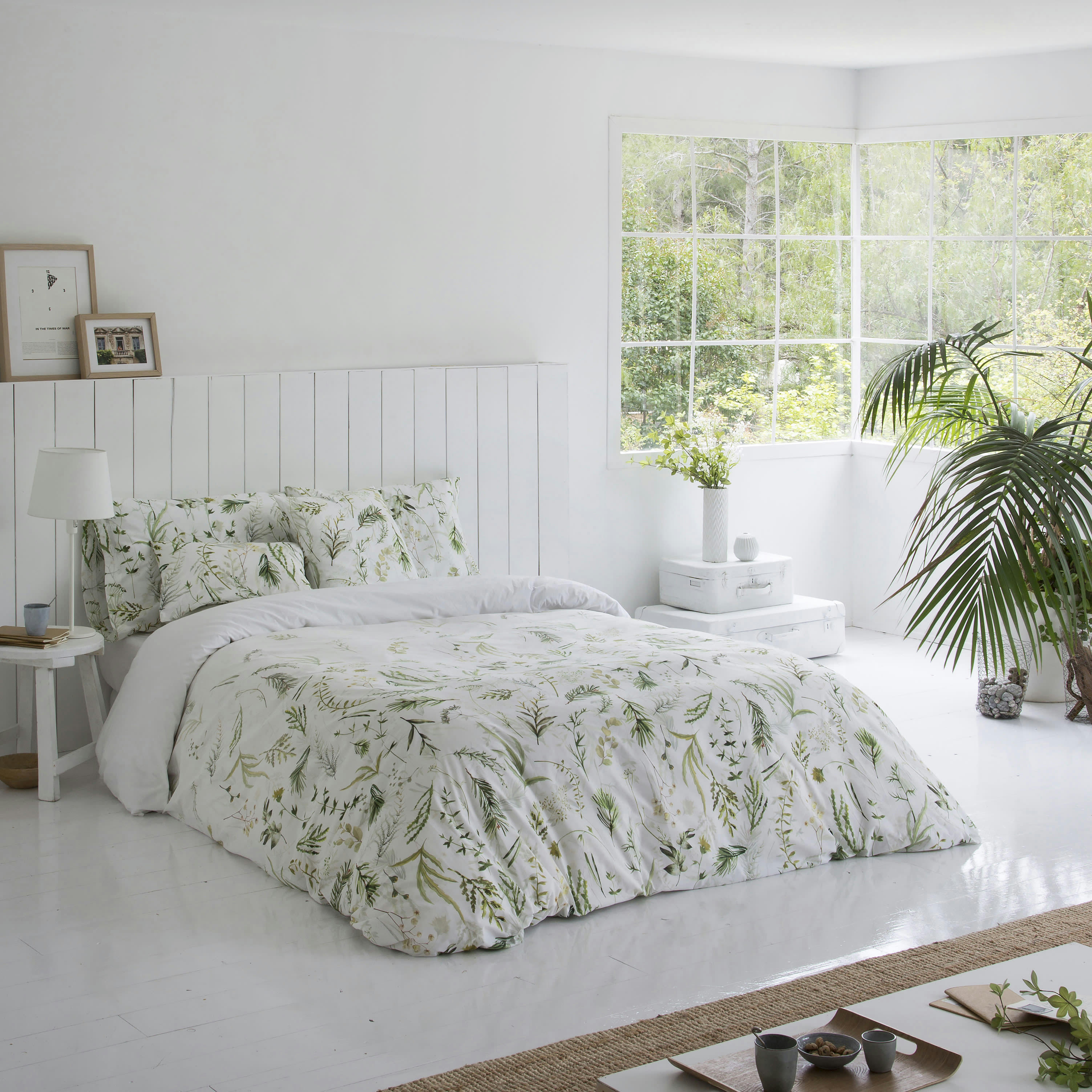 BONGO - Housse de couette imprimé floral en percale Coton Vert 150x220 cm