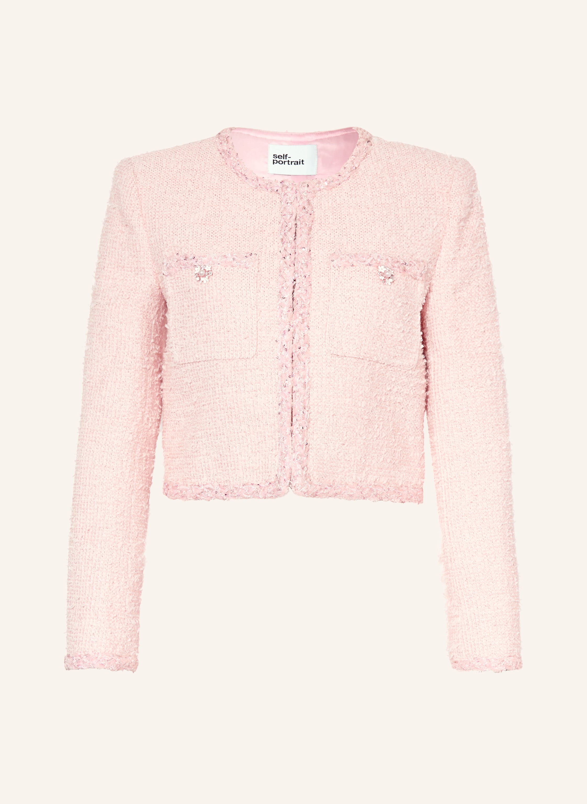 self-portrait Bouclé-Jacke mit Glitzergarn und Pailletten