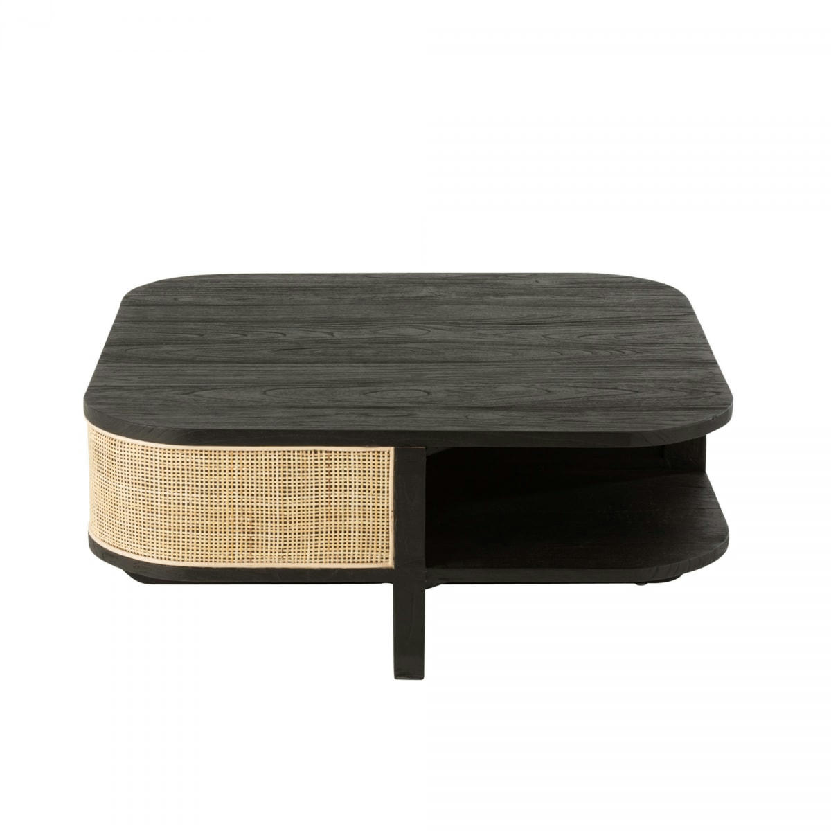 DAISY - Table basse design en cannage et bois noir