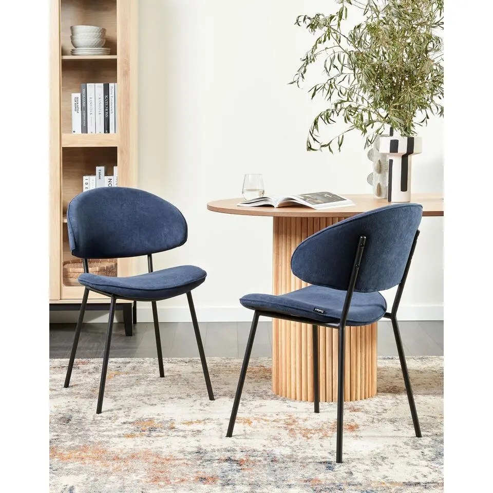 KIANA - Eetkamerstoel set van 2 - Donkerblauw - Stof