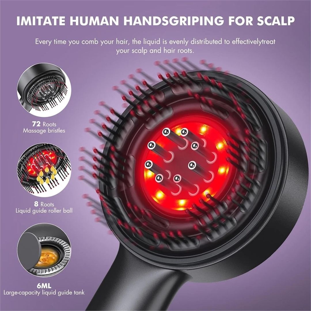 VOGREX Electric Hair Growth Brush Red Light Scalp Massage Comb Therapy