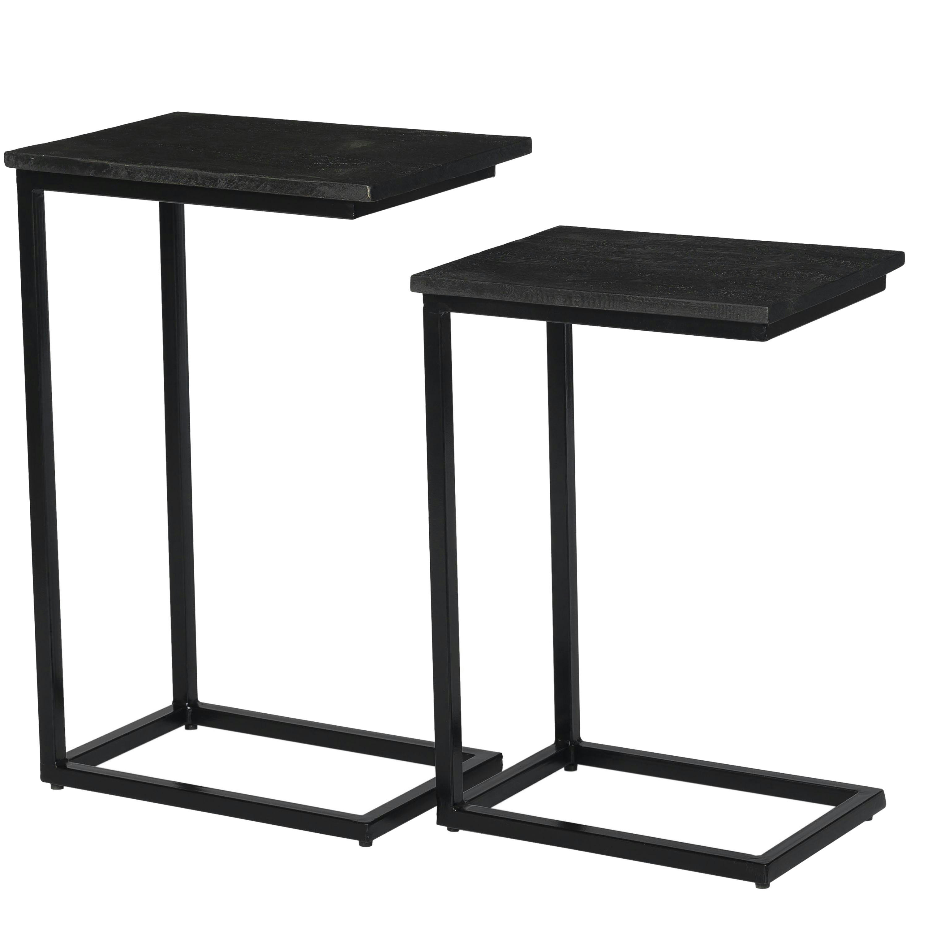 LUZ - LUZ-Set de 2 bouts de canapés en Manguier teinté noir et métal