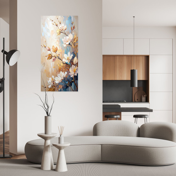 Naklejka samoprzylepna Feeby Kwiaty Gałązki Beżowy imitacja farby 40x80