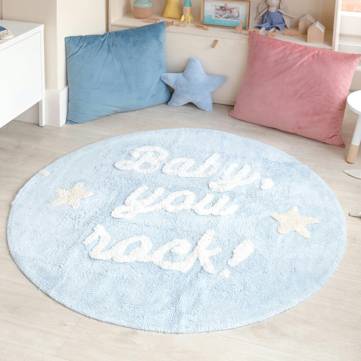 YOU ROCK - Tapis coton rond lavable baby, you rock! D120cm