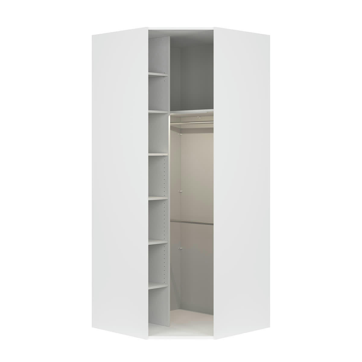 - Armoire d'angle 1 porte L103-103 x H240 cm stratifiés blanc