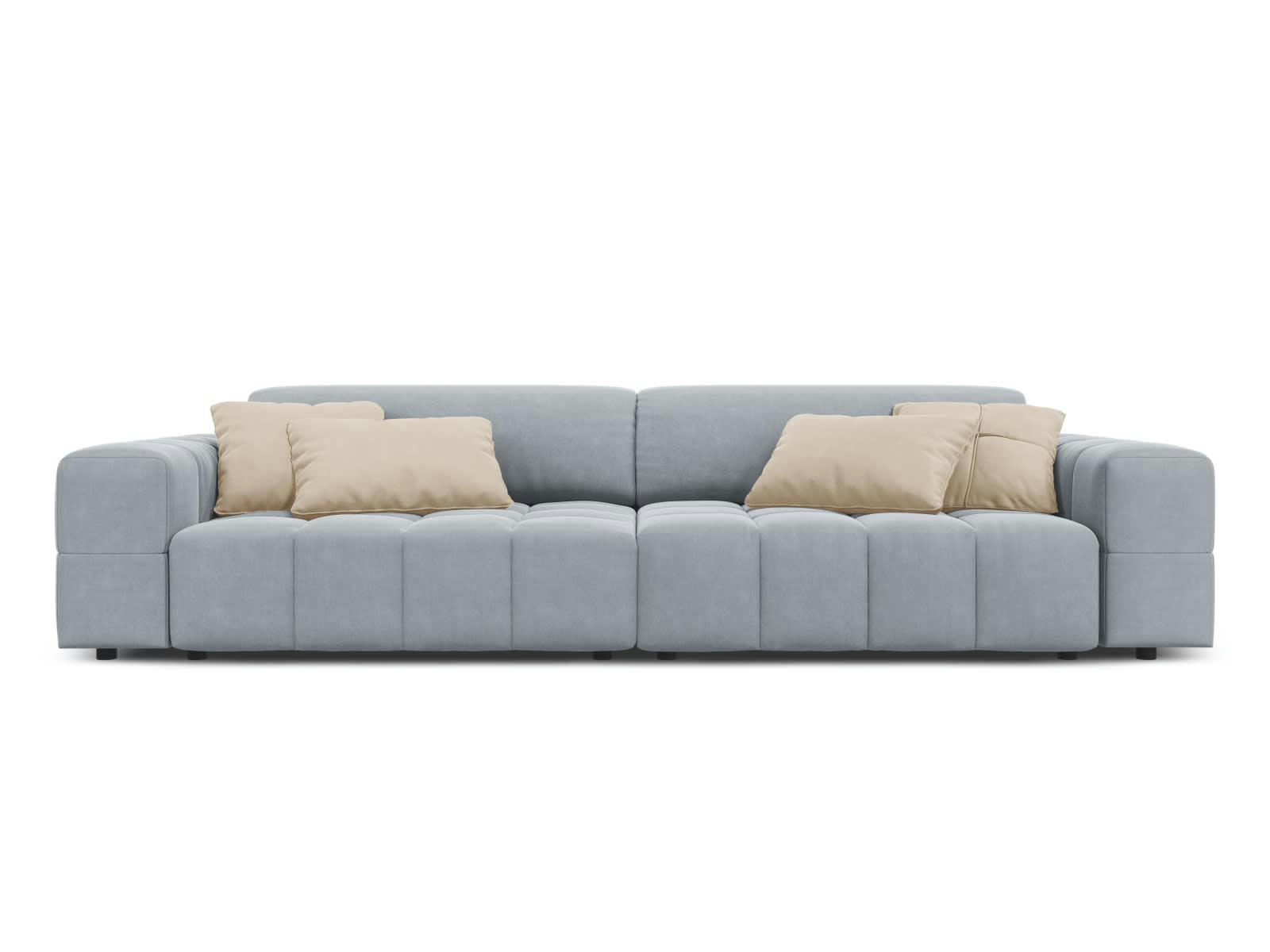 LUC - Canapé 4 places en tissu velours bleu clair