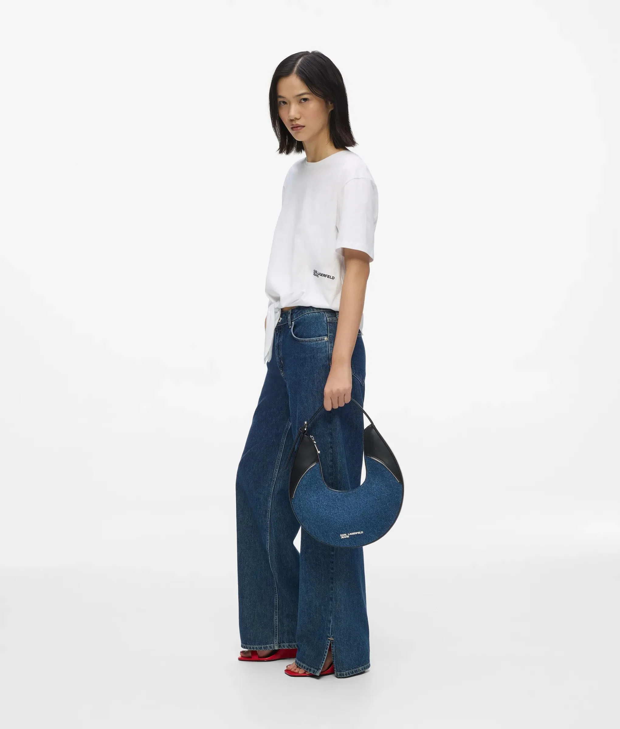 Sac hobo en denim et simili-cuir Rebel