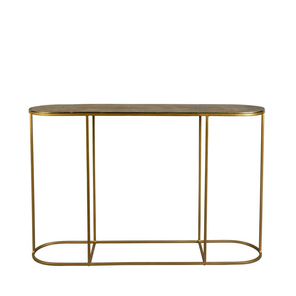 ZODIAC - Console ovale en métal 121cm or