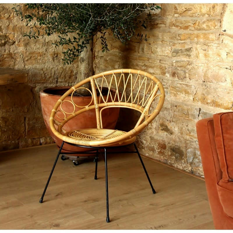 ANGEL - Fauteuil coquille en rotin beige