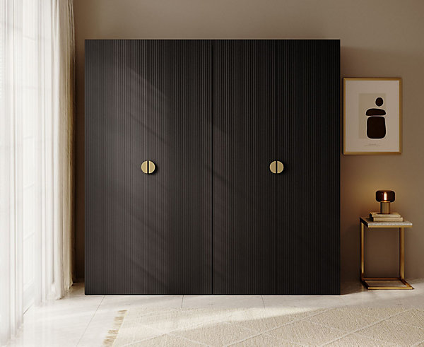 Armoire 4 portes avec deux tringles 200 cm FRAME noir